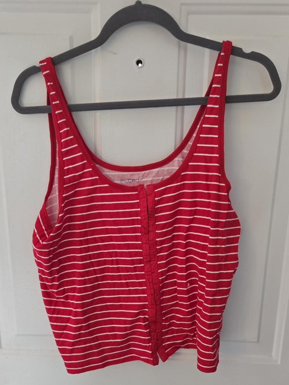 Pilcro Red & White Striped Scoop Neck Tank